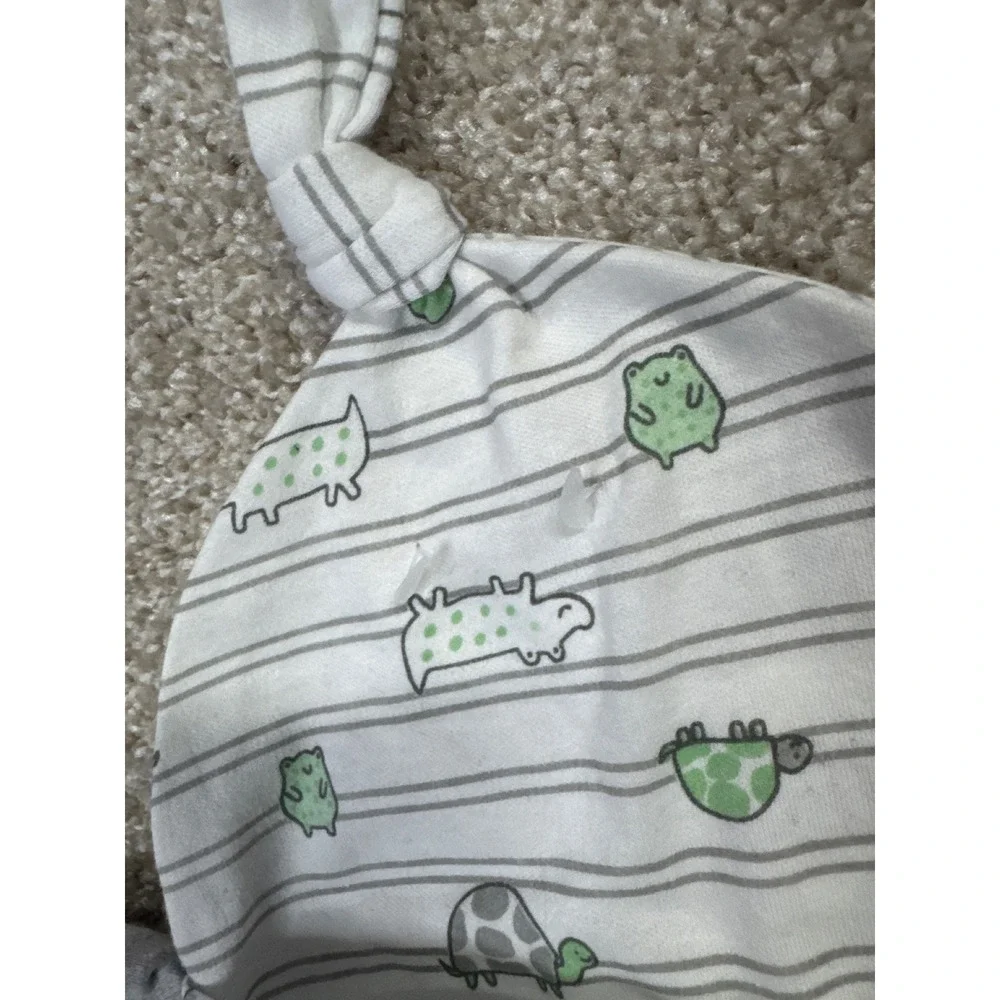Carters Just One You Baby Boy 3pc Set Bodysuits and Hat Reptile Frog Grey White